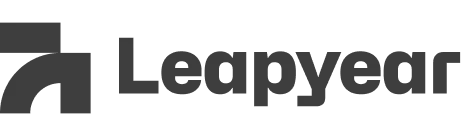 Leapyear company logo with a stylized geometric icon to the left of the word 'Leapyear' in bold black font.