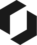 Abstract geometric logo composed of two interlocking black shapes forming a hexagonal pattern.