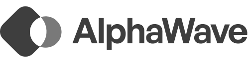 AlphaWave company logo with overlapping geometric shapes to the left of the text.