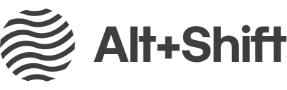 Alt+Shift company logo with a circular icon featuring wavy horizontal lines next to the text 'Alt+Shift'.