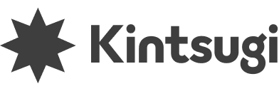 Kintsugi company logo featuring an eight-pointed star shape next to the word 'Kintsugi' in bold black font.